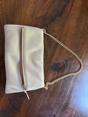 kate spade light blue/gray  Pebbled Leather Wristlet with Gold Chain
